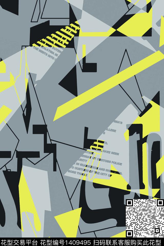 几何男装满版花字母传统印花华亿平台下载（图片编号: 1409495） - 瓦栏（Walan）