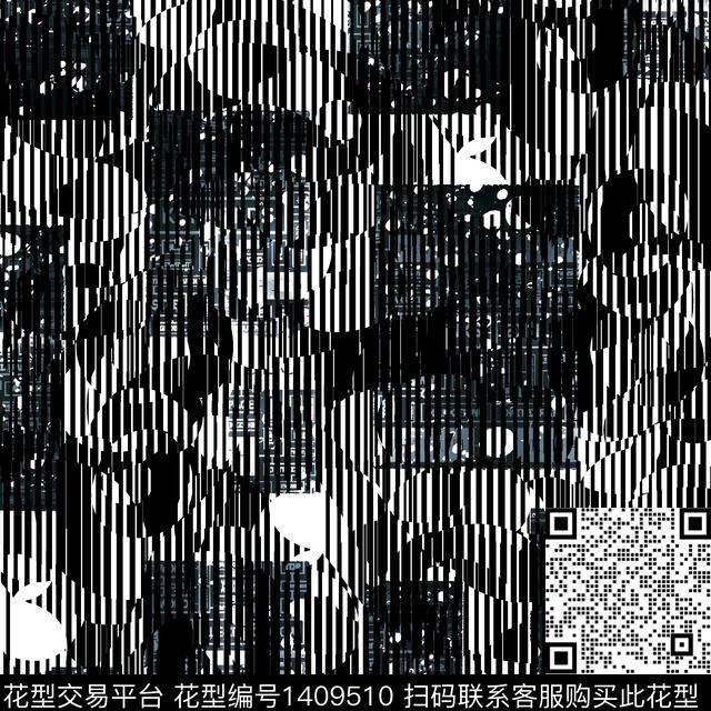 涂鸦几何肌理数码印花华亿平台下载（图片编号: 1409510） - 瓦栏（Walan）