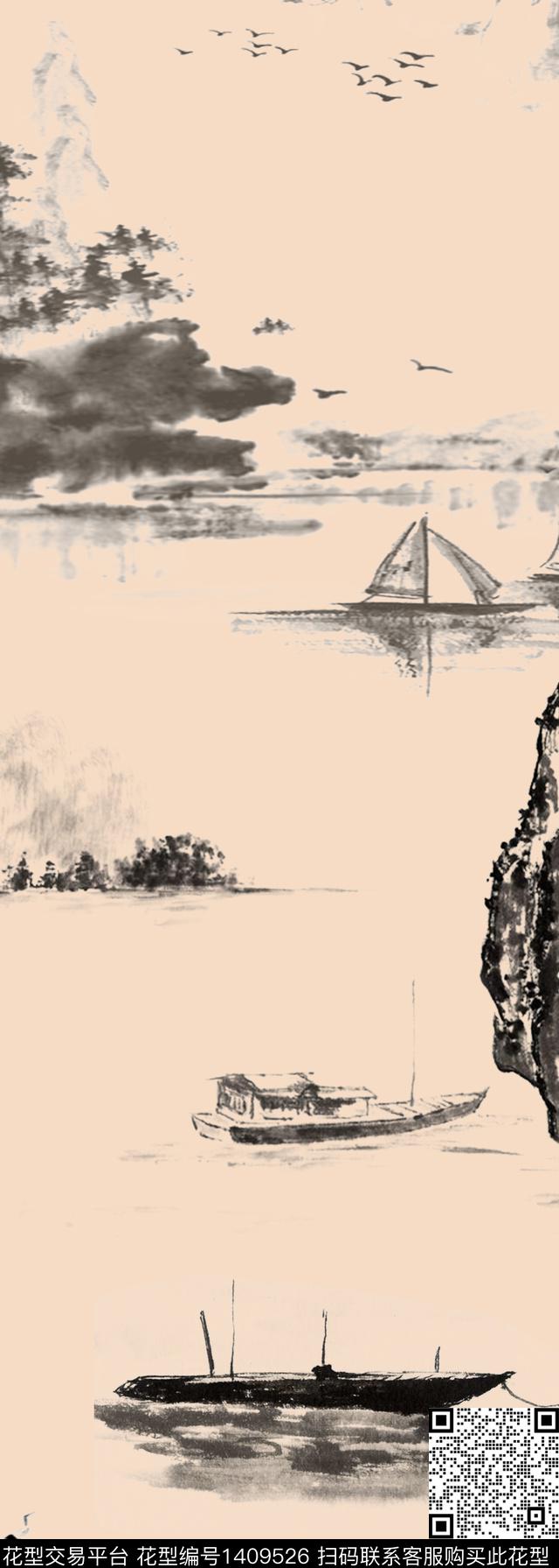 数码华亿平台水墨风大牌风数码印花华亿平台下载（图片编号: 1409526） - 瓦栏（Walan）