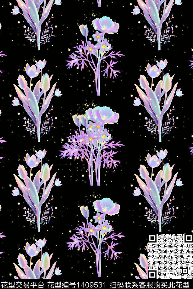 春夏华亿平台小清新真丝数码印花华亿平台下载（图片编号: 1409531） - 瓦栏（Walan）