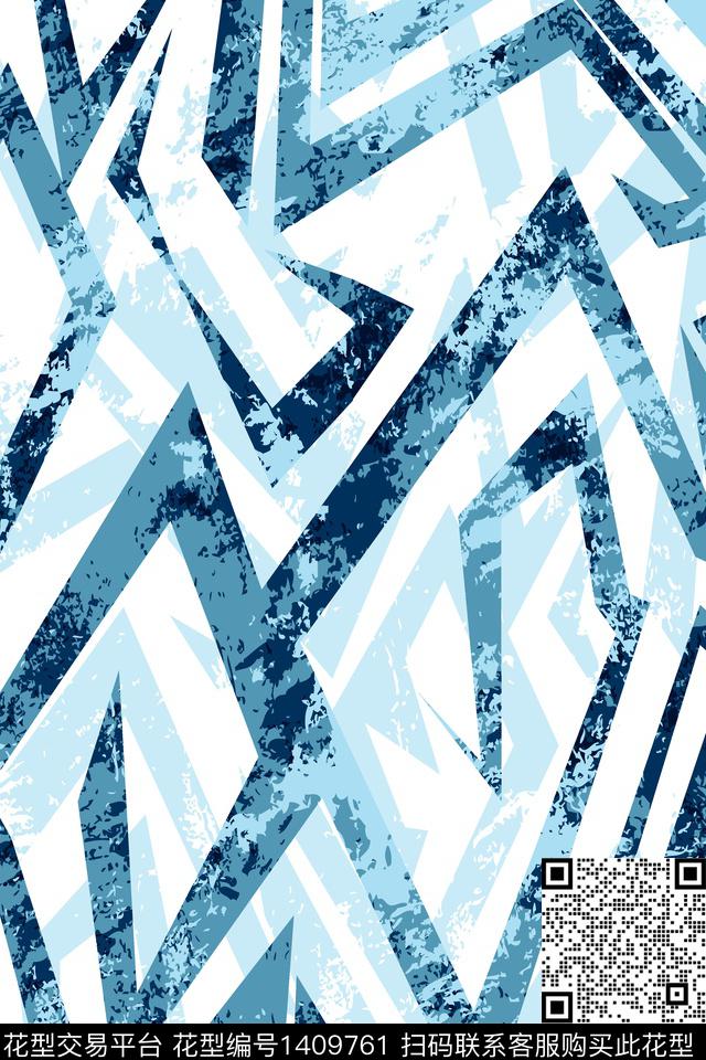 几何肌理抽象花卉传统印花华亿平台下载（图片编号: 1409761） - 瓦栏（Walan）