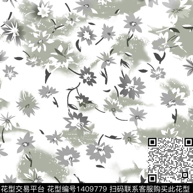 定位花扎染华亿平台花卉数码印花华亿平台下载（图片编号: 1409779） - 瓦栏（Walan）