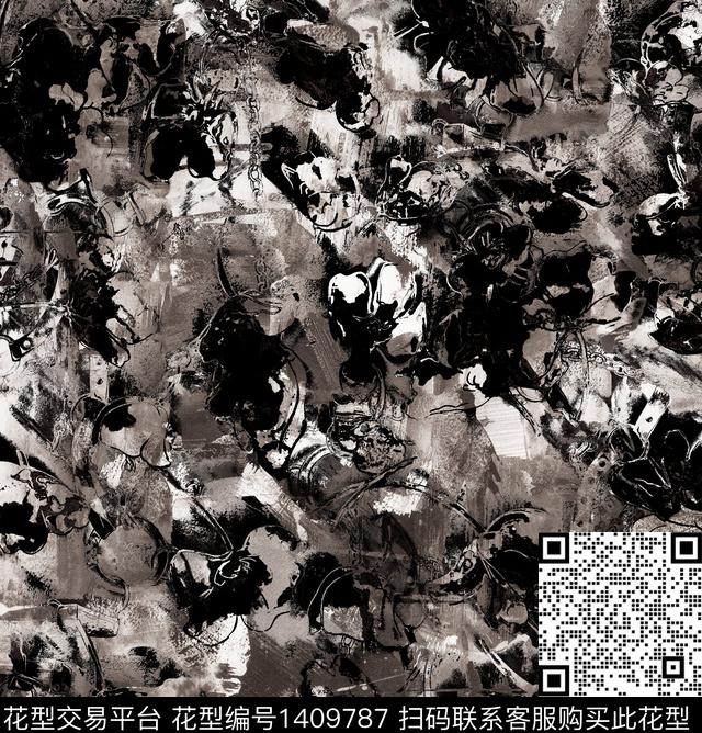 几何字母迷彩数码印花华亿平台下载（图片编号: 1409787） - 瓦栏（Walan）