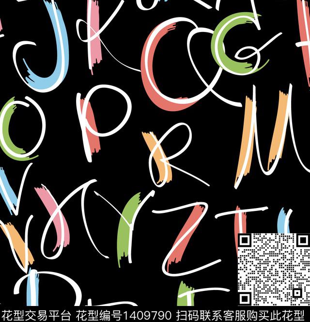 几何字母迷彩数码印花华亿平台下载（图片编号: 1409790） - 瓦栏（Walan）