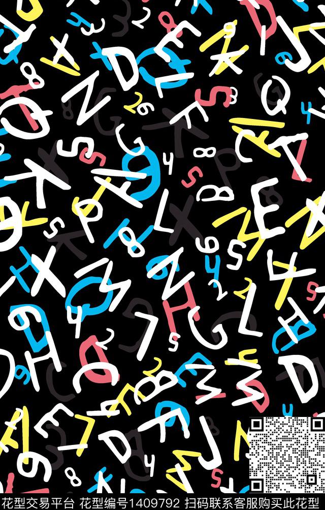 几何字母迷彩数码印花华亿平台下载（图片编号: 1409792） - 瓦栏（Walan）