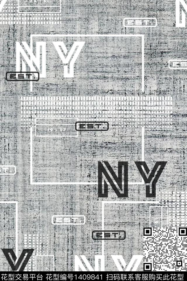 男装满版花字母肌理数码印花华亿平台下载（图片编号: 1409841） - 瓦栏（Walan）