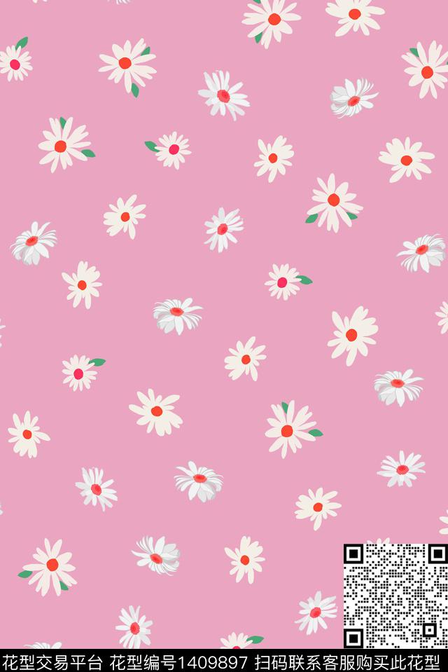 大牌风小邹菊满版散花传统印花华亿平台下载（图片编号: 1409897） - 瓦栏（Walan）