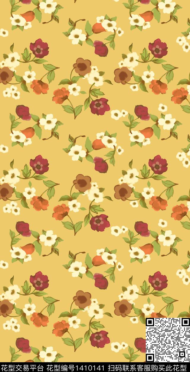 复古潮牌小碎花数码印花华亿平台下载（图片编号: 1410141） - 瓦栏（Walan）