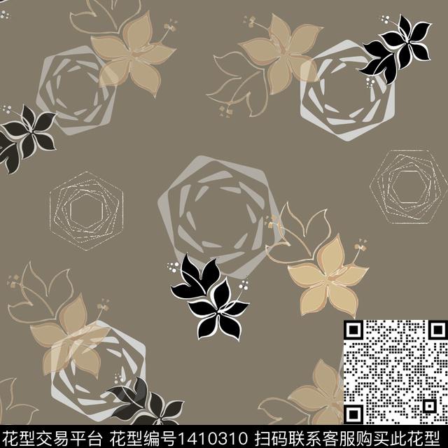 几何花卉大牌风传统印花华亿平台下载（图片编号: 1410310） - 瓦栏（Walan）