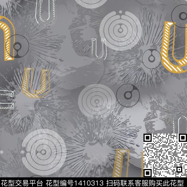 几何字母大牌风数码印花华亿平台下载（图片编号: 1410313） - 瓦栏（Walan）