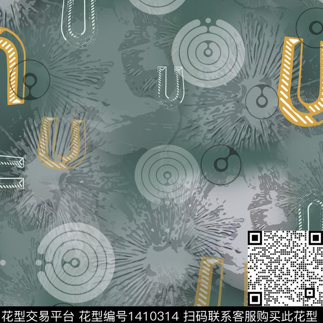 几何字母大牌风数码印花华亿平台下载（图片编号: 1410314） - 瓦栏（Walan）