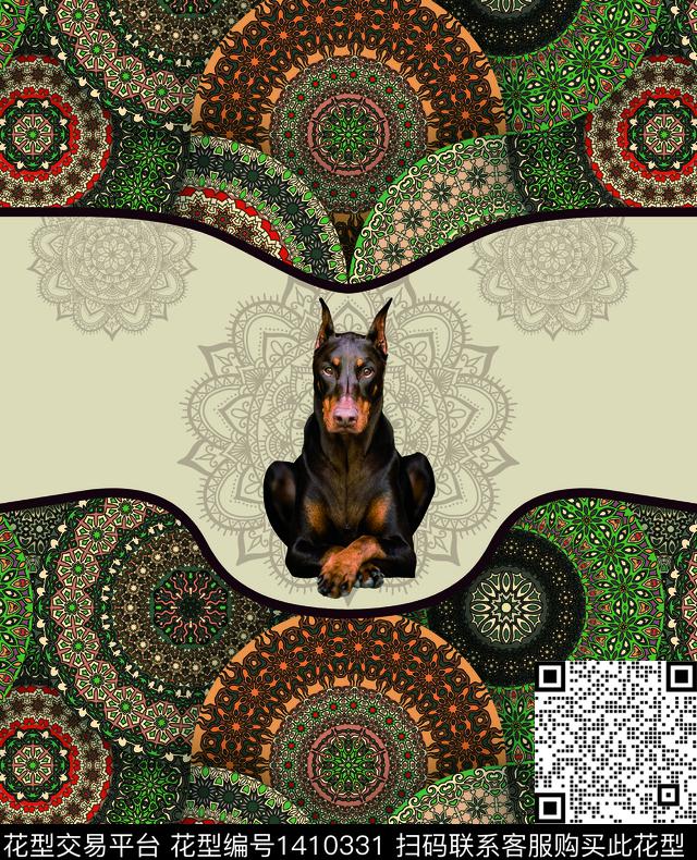 几何动物数码印花华亿平台下载（图片编号: 1410331） - 瓦栏（Walan）