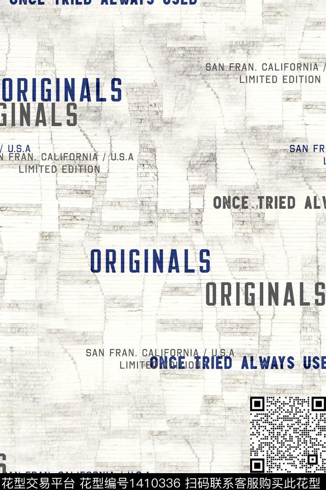 男装满版花字母肌理数码印花华亿平台下载（图片编号: 1410336） - 瓦栏（Walan）