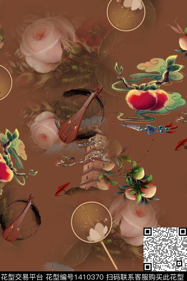 连衣裙女装香云纱传统印花华亿平台下载（图片编号: 1410370） - 瓦栏（Walan）