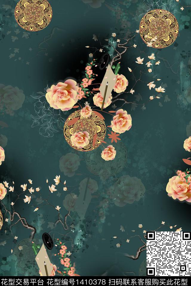 连衣裙女装香云纱传统印花华亿平台下载（图片编号: 1410378） - 瓦栏（Walan）