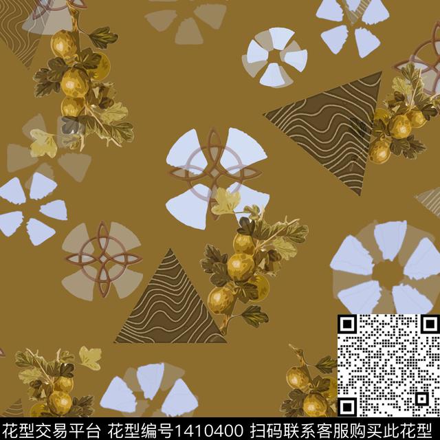 几何花卉大牌风传统印花华亿平台下载（图片编号: 1410400） - 瓦栏（Walan）