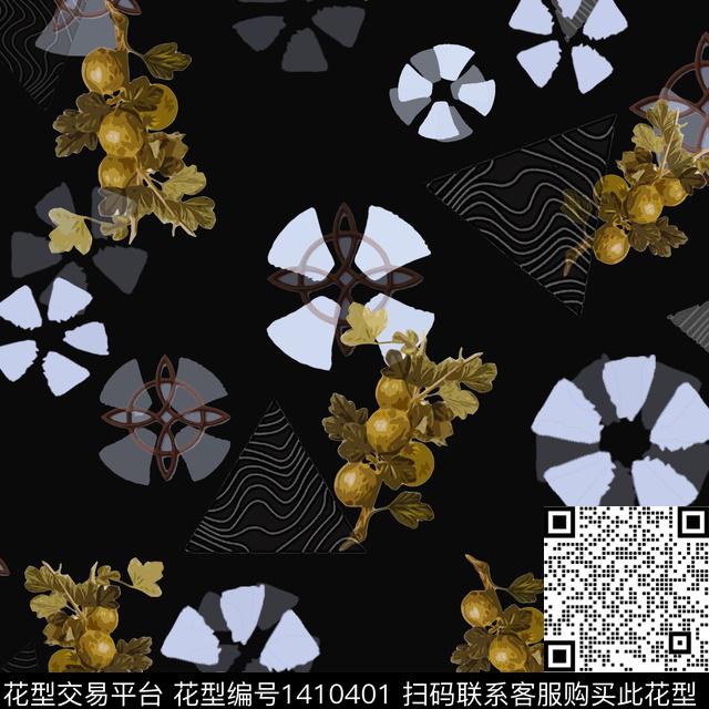 几何花卉大牌风传统印花华亿平台下载（图片编号: 1410401） - 瓦栏（Walan）