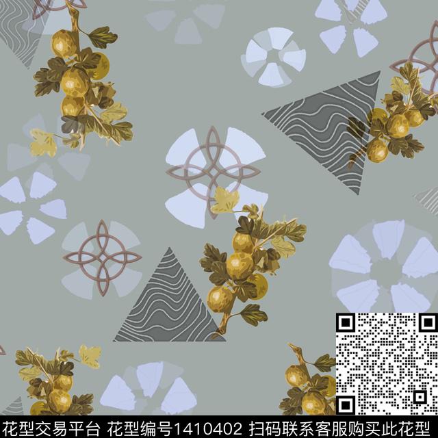 几何花卉大牌风传统印花华亿平台下载（图片编号: 1410402） - 瓦栏（Walan）