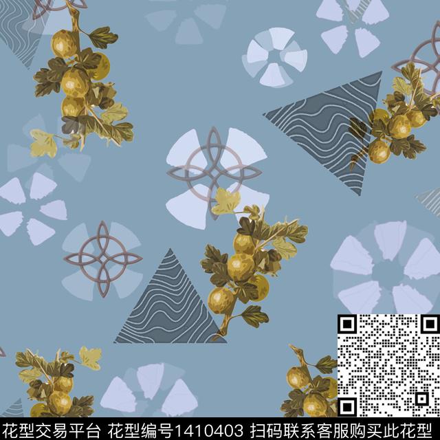 几何花卉大牌风传统印花华亿平台下载（图片编号: 1410403） - 瓦栏（Walan）