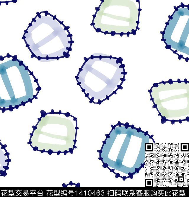 几何水彩笔触数码印花华亿平台下载（图片编号: 1410463） - 瓦栏（Walan）