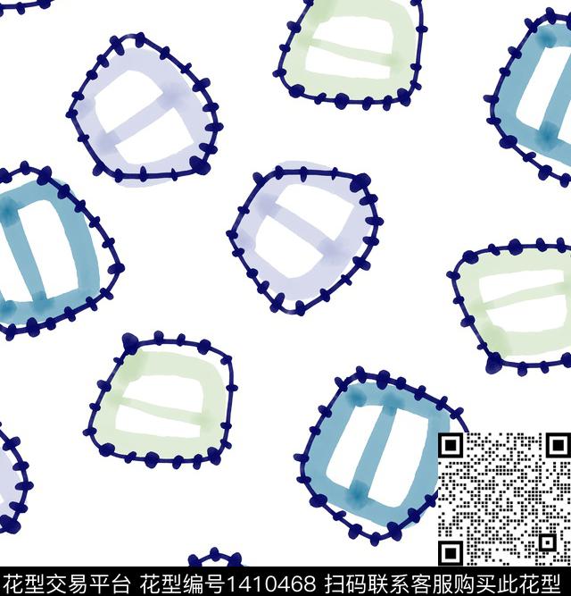 几何水彩笔触数码印花华亿平台下载（图片编号: 1410468） - 瓦栏（Walan）