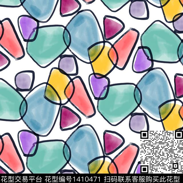 几何水彩扎染华亿平台数码印花华亿平台下载（图片编号: 1410471） - 瓦栏（Walan）