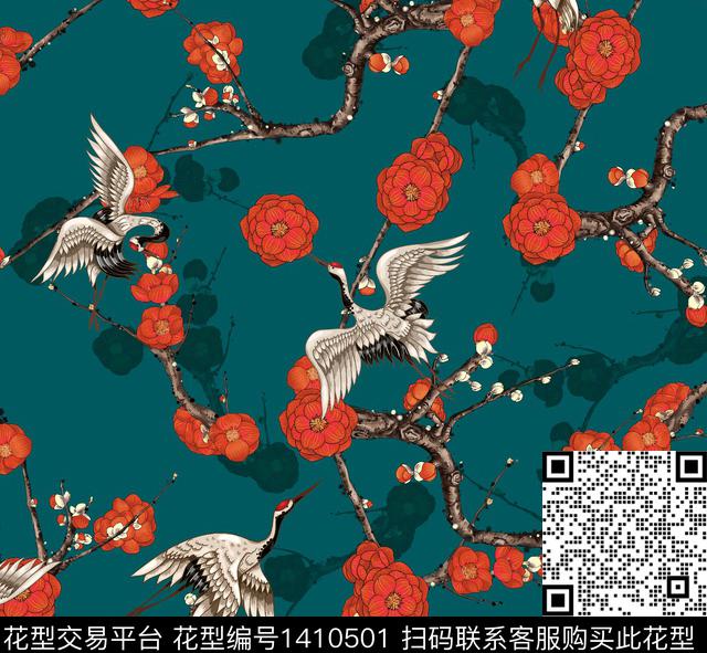 连衣裙女装花卉传统印花华亿平台下载（图片编号: 1410501） - 瓦栏（Walan）