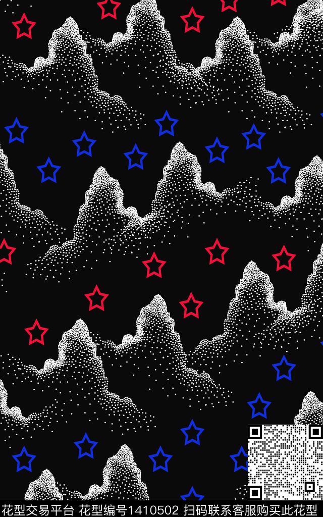 星星波点审传统印花华亿平台下载（图片编号: 1410502） - 瓦栏（Walan）