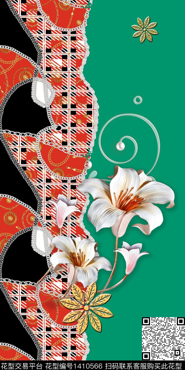 几何绿植树叶花卉数码印花华亿平台下载（图片编号: 1410566） - 瓦栏（Walan）