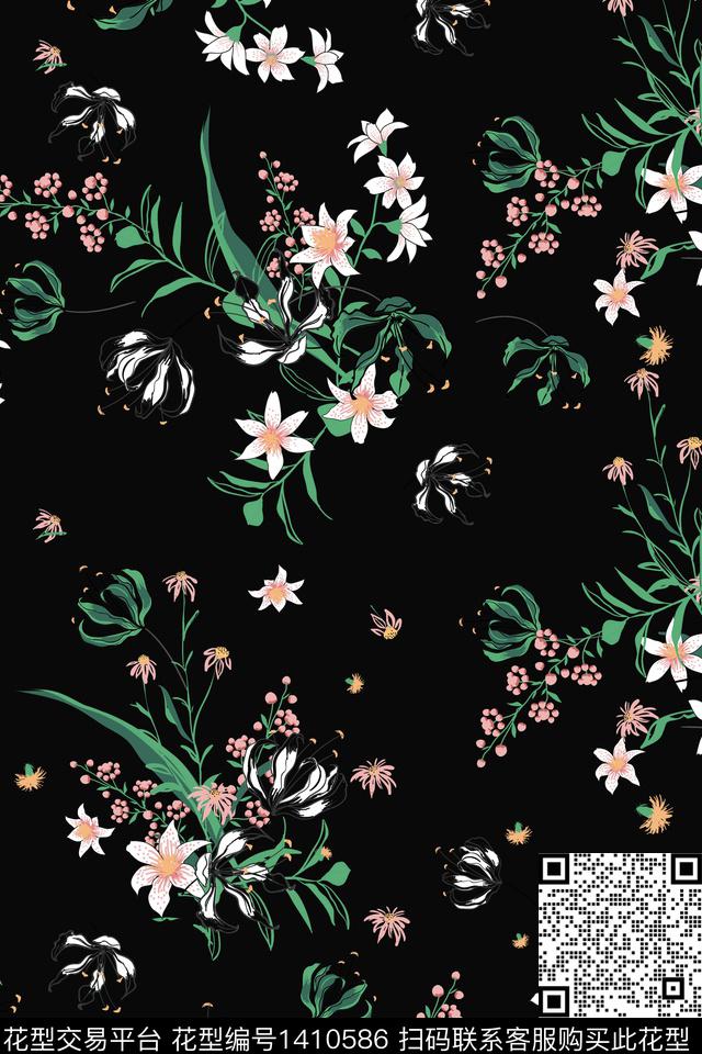 绿植树叶花卉大牌风数码印花华亿平台下载（图片编号: 1410586） - 瓦栏（Walan）