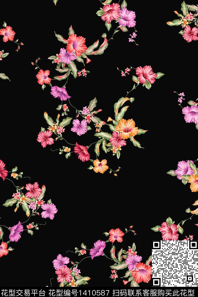 绿植树叶花卉大牌风数码印花华亿平台下载（图片编号: 1410587） - 瓦栏（Walan）