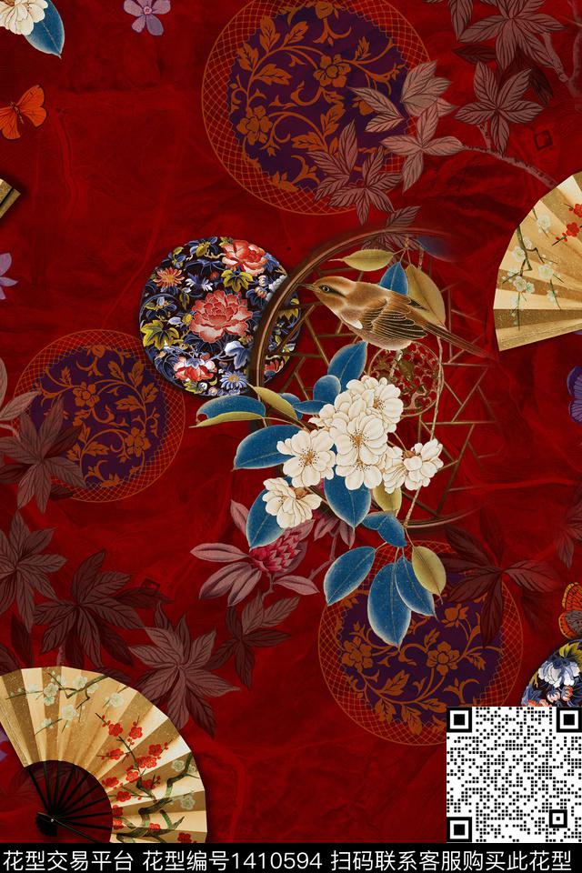 花卉中国风数码印花华亿平台下载（图片编号: 1410594） - 瓦栏（Walan）