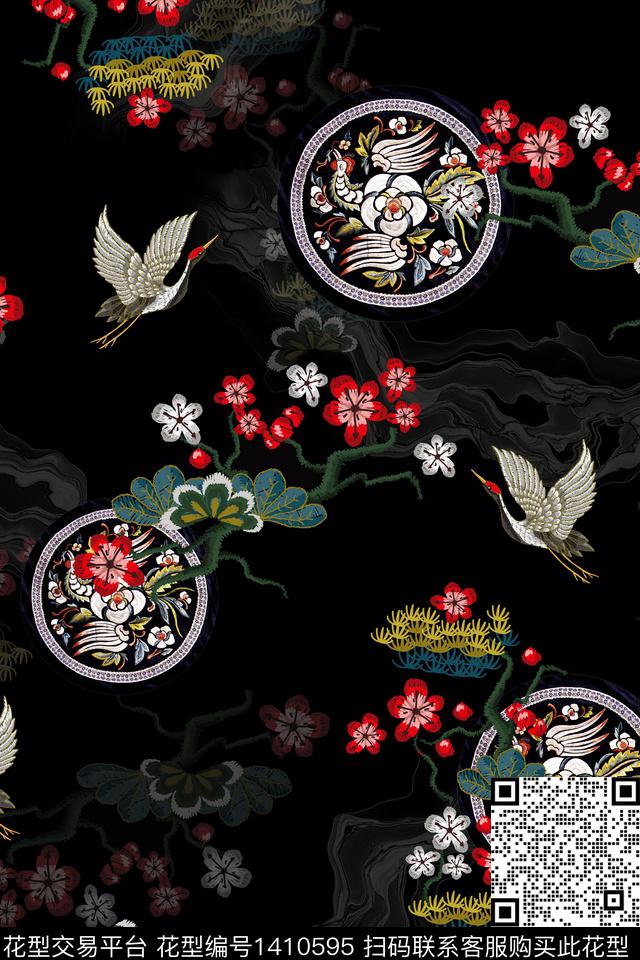 花卉中国风数码印花华亿平台下载（图片编号: 1410595） - 瓦栏（Walan）