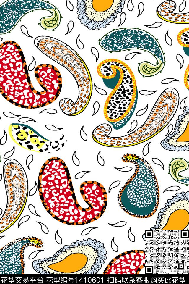 几何佩斯利大牌风数码印花华亿平台下载（图片编号: 1410601） - 瓦栏（Walan）