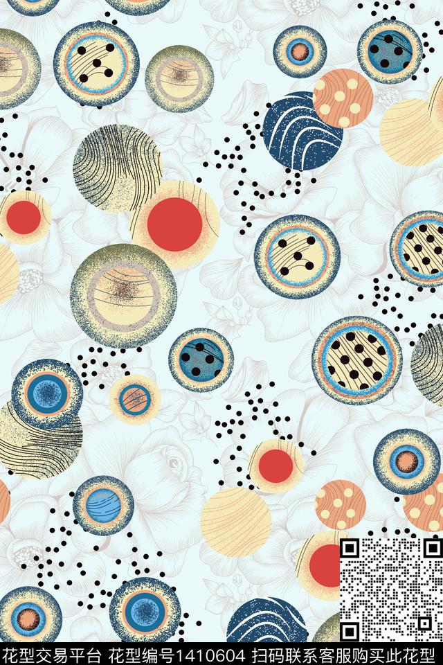 几何花卉大牌风数码印花华亿平台下载（图片编号: 1410604） - 瓦栏（Walan）