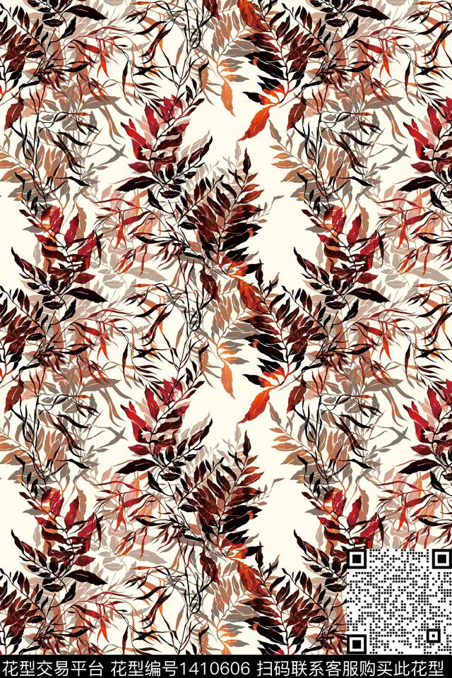 绿植树叶数码华亿平台大牌风数码印花华亿平台下载（图片编号: 1410606） - 瓦栏（Walan）