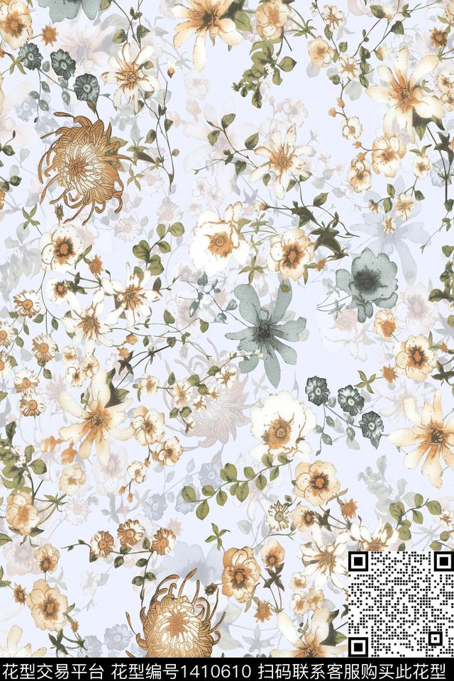 花卉大牌风小碎花数码印花华亿平台下载（图片编号: 1410610） - 瓦栏（Walan）