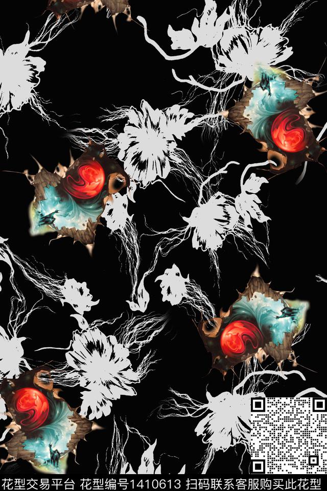 几何大牌风抽象数码印花华亿平台下载（图片编号: 1410613） - 瓦栏（Walan）