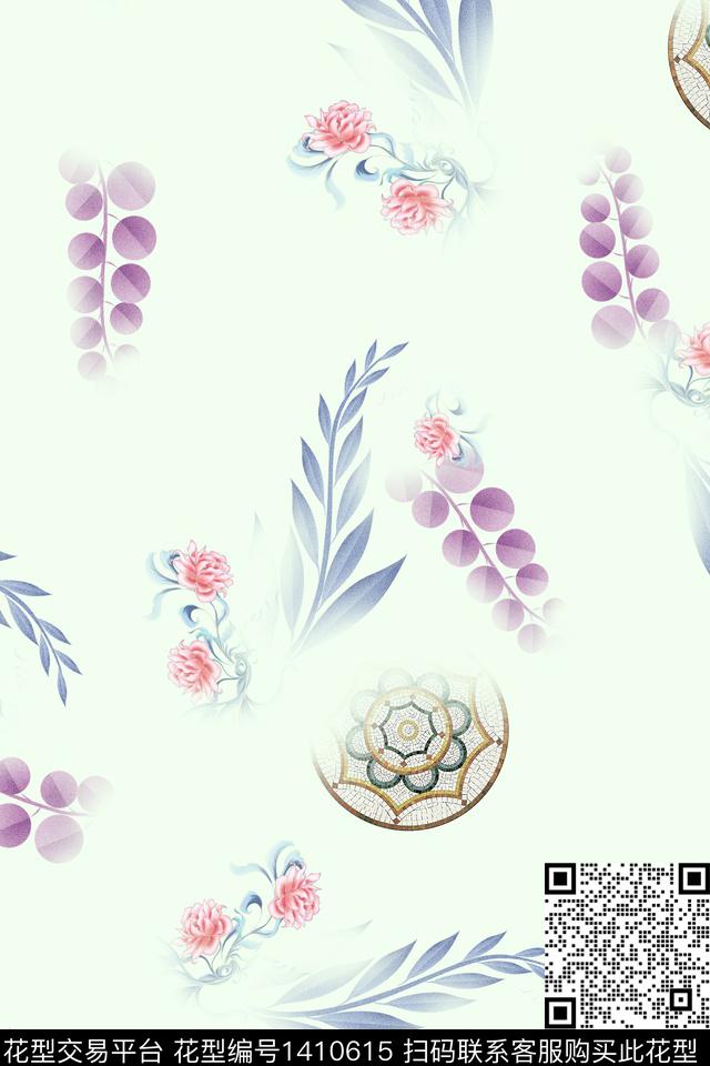 女装花卉旗袍传统印花华亿平台下载（图片编号: 1410615） - 瓦栏（Walan）