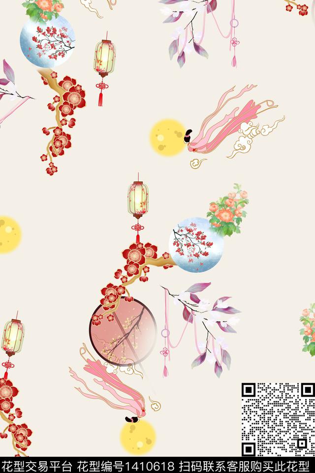 女装花卉旗袍传统印花华亿平台下载（图片编号: 1410618） - 瓦栏（Walan）