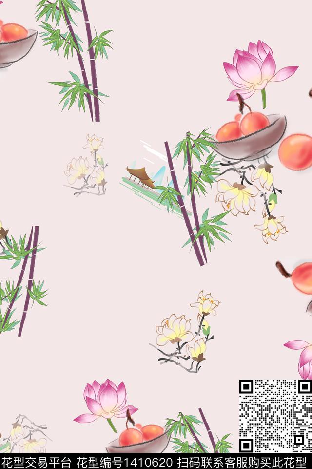 女装花卉旗袍传统印花华亿平台下载（图片编号: 1410620） - 瓦栏（Walan）