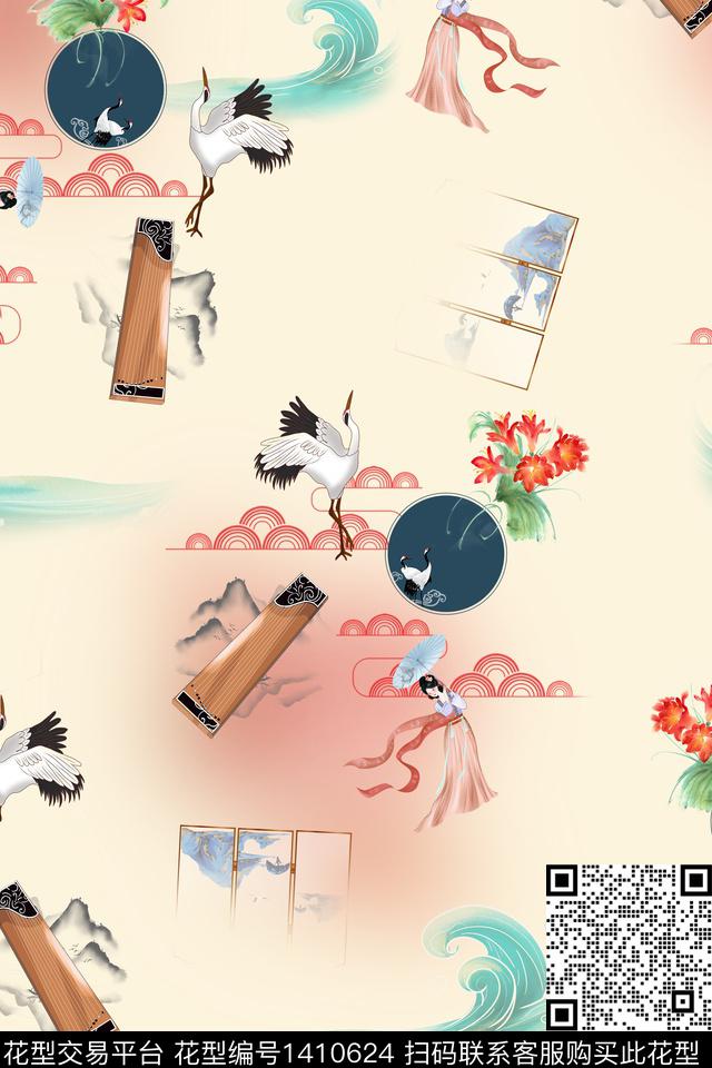 女装花卉旗袍传统印花华亿平台下载（图片编号: 1410624） - 瓦栏（Walan）