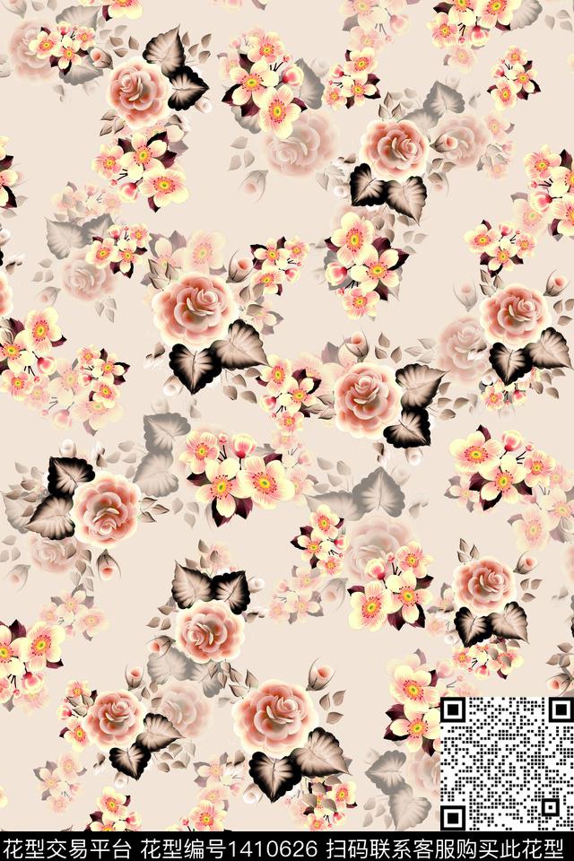 连衣裙花卉小碎花传统印花华亿平台下载（图片编号: 1410626） - 瓦栏（Walan）
