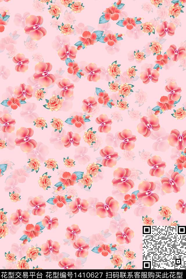 连衣裙花卉小碎花传统印花华亿平台下载（图片编号: 1410627） - 瓦栏（Walan）