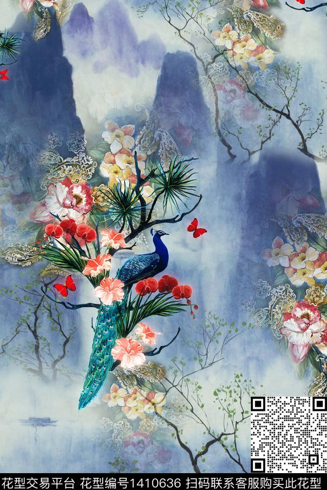 中国风手绘审数码印花华亿平台下载（图片编号: 1410636） - 瓦栏（Walan）