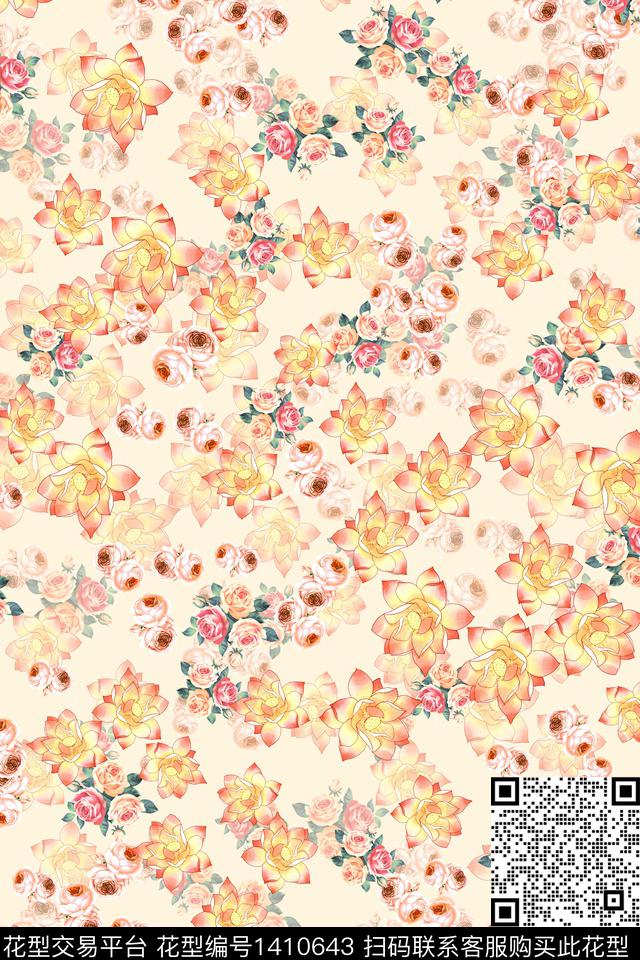 连衣裙花卉小碎花传统印花华亿平台下载（图片编号: 1410643） - 瓦栏（Walan）