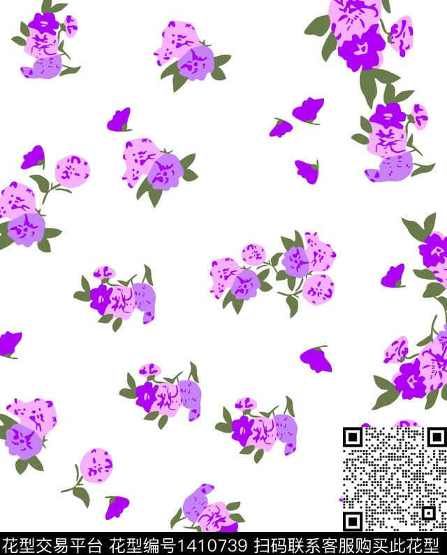 数码华亿平台花卉紫色花数码印花华亿平台下载（图片编号: 1410739） - 瓦栏（Walan）