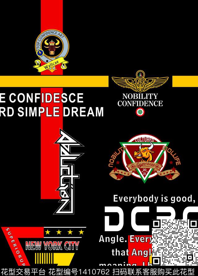 定位花字母大牌风数码印花华亿平台下载（图片编号: 1410762） - 瓦栏（Walan）