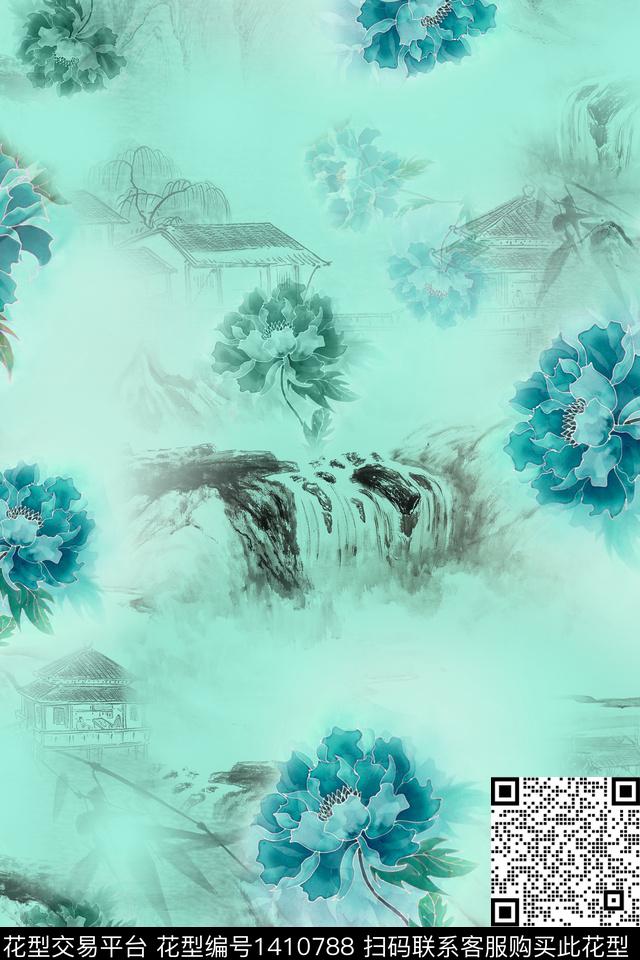 旗袍香云纱中国风数码印花华亿平台下载（图片编号: 1410788） - 瓦栏（Walan）