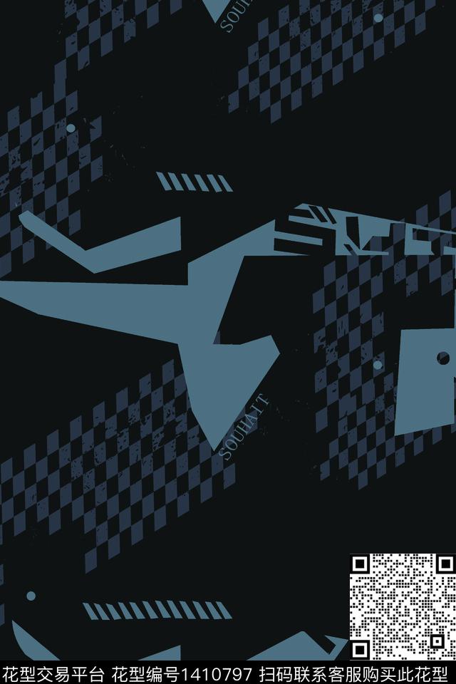 几何男装满版花大牌风传统印花华亿平台下载（图片编号: 1410797） - 瓦栏（Walan）